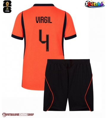 Nizozemsko Virgil van Dijk #4 Domácí dres komplet pro Děti MS 2026 Krátkým Rukávem (+ Krátké kalhoty)